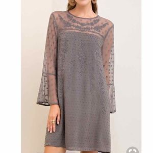 Cute Boho Midi Dress Gray